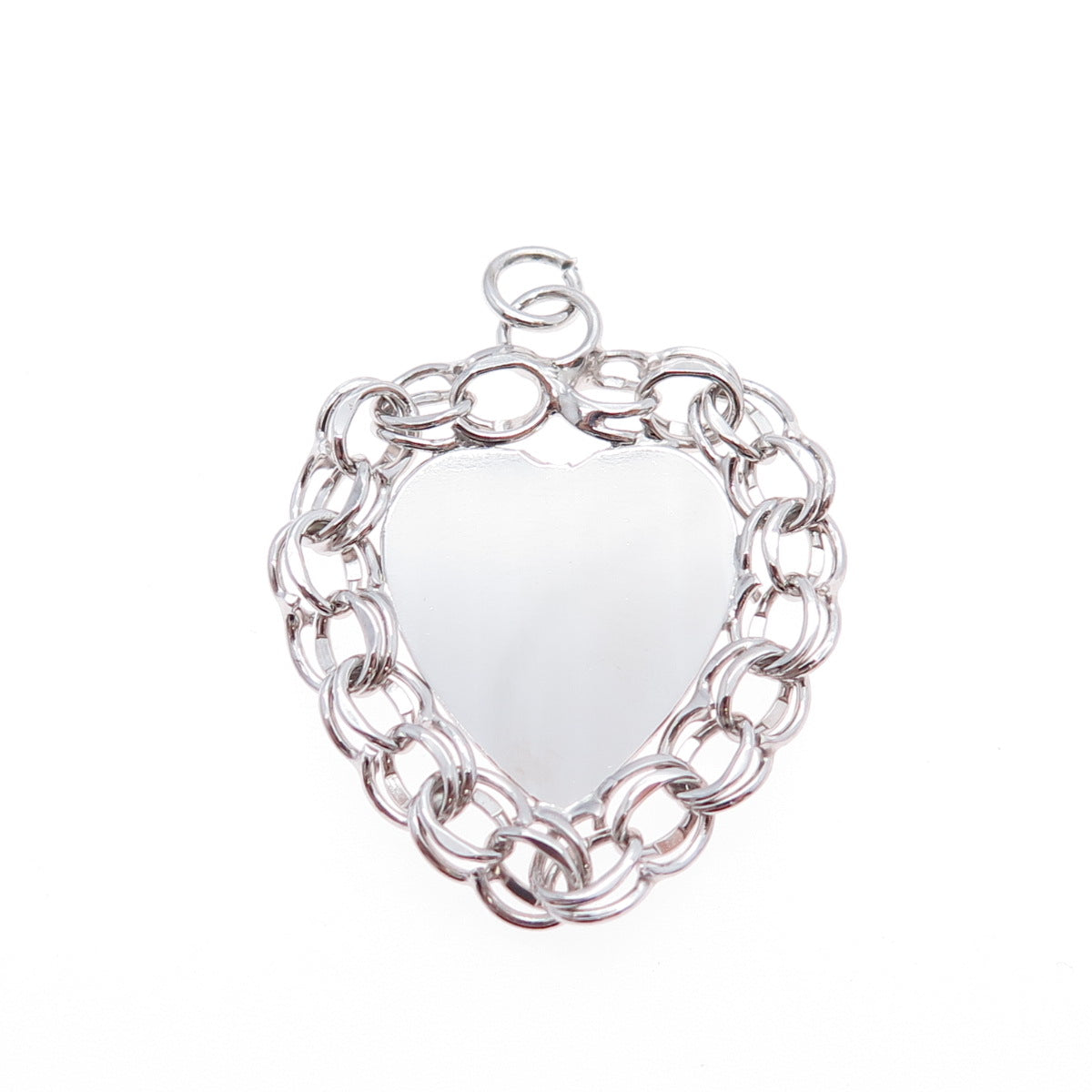 AMERICAN 925 Sterling Silver Vintage Heart Bismark Link Charm Pendant
