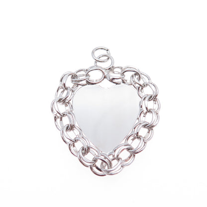 AMERICAN 925 Sterling Silver Vintage Heart Bismark Link Charm Pendant