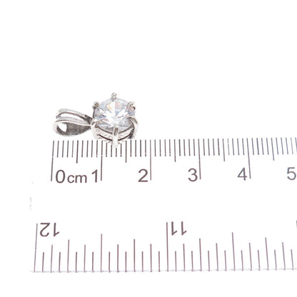 925 Sterling Silver Vintage Round-Cut C Z Minimalist Charm Pendant