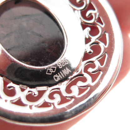 925 Sterling Silver Real Rutilated Quartz Swirl Beaded Pendant