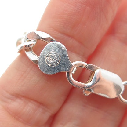 925 Sterling Silver Vintage Italy Figaro Link Bracelet 8.75"
