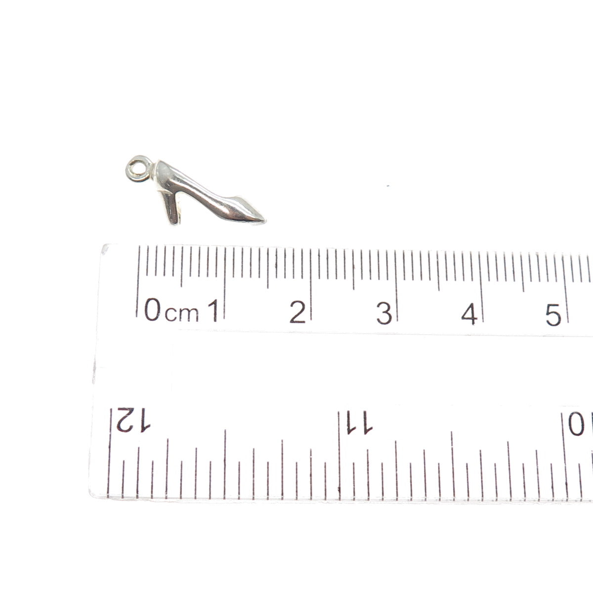 925 Sterling Silver Vintage High Heel Shoe Minimalist 3D Charm Pendant