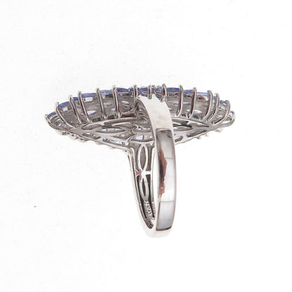 D'Joy 925 Sterling Silver Real Marquise-Cut Tanzanite Ring Size 8.25