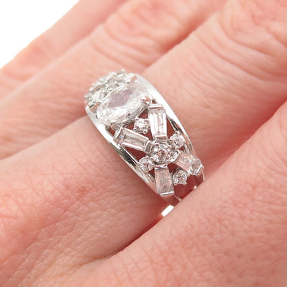 925 Sterling Silver Multi-Cut C Z Cluster Ring Size 6