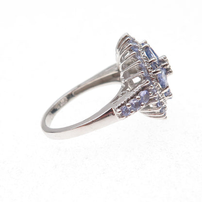 Chuck Clemency 925 Sterling Silver Real Multi-Cut Tanzanite Ring Size 8.25