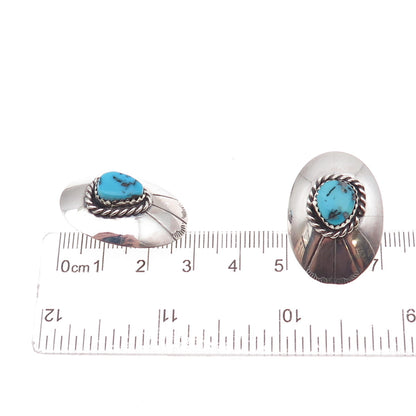 Joseph Baillon Old Pawn Sterling Silver Vintage Turquoise Cocho Tribal Earrings
