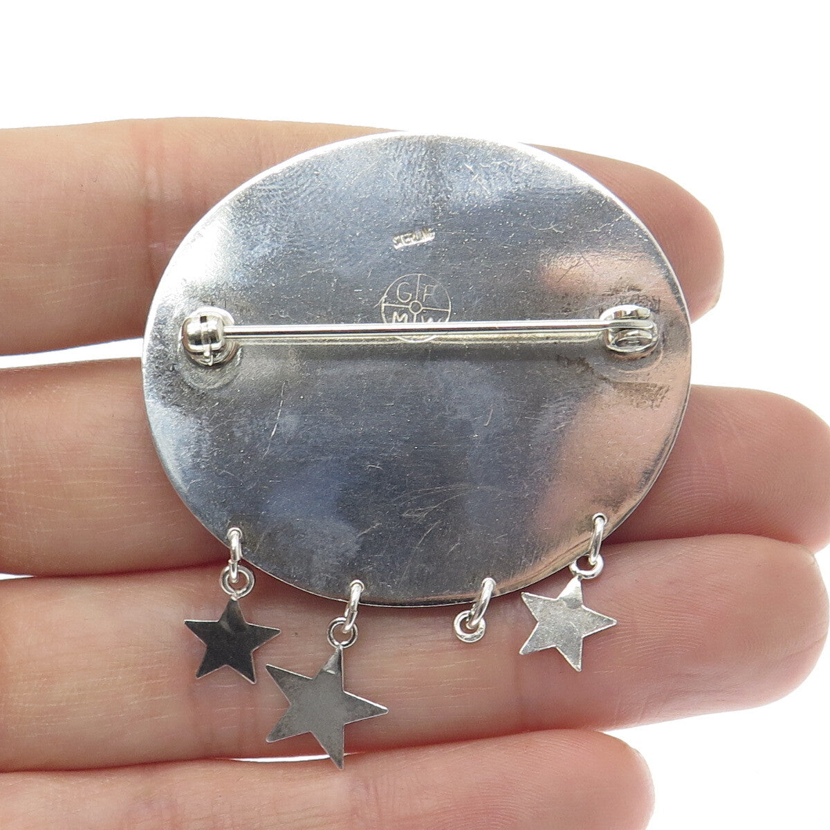 GFMW Great Falls Metal Works Sterling Silver Vintage Abalone Shell Star Brooch