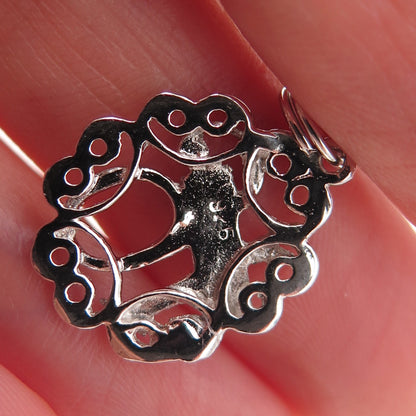 925 Sterling Silver Vintage Sweet 16 Ornate Charm Pendant