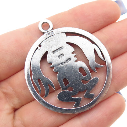 925 Sterling Silver Vintage Mexico Mayan God Oxidized Pendant