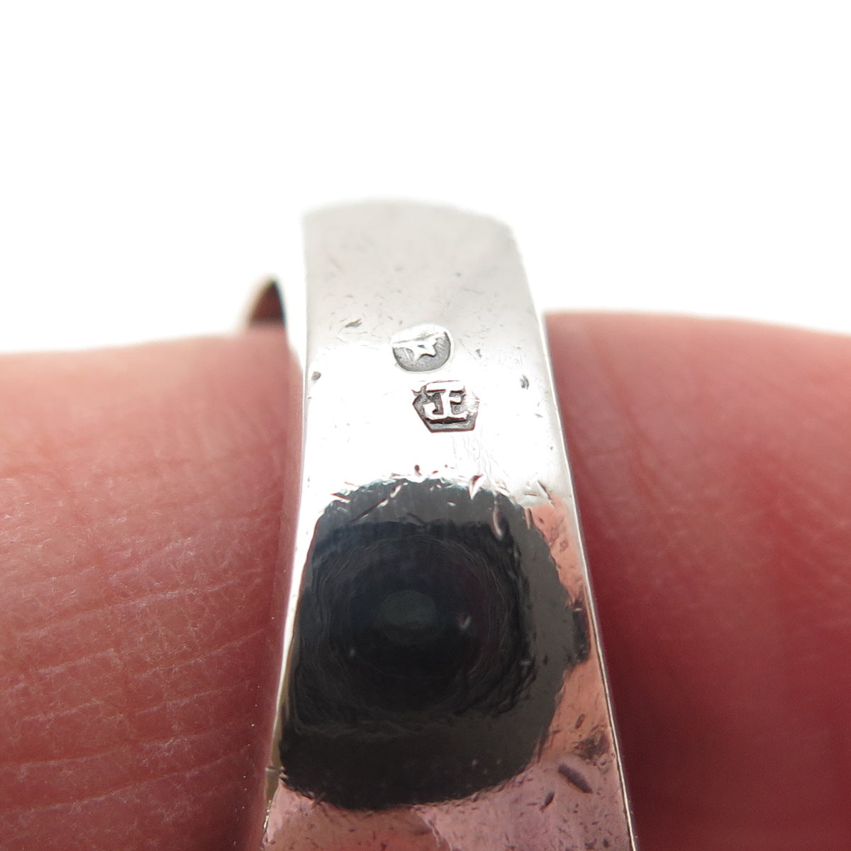 925 Sterling Silver Vintage Spain Modernist Ribbed Oxidized Ring Size 6