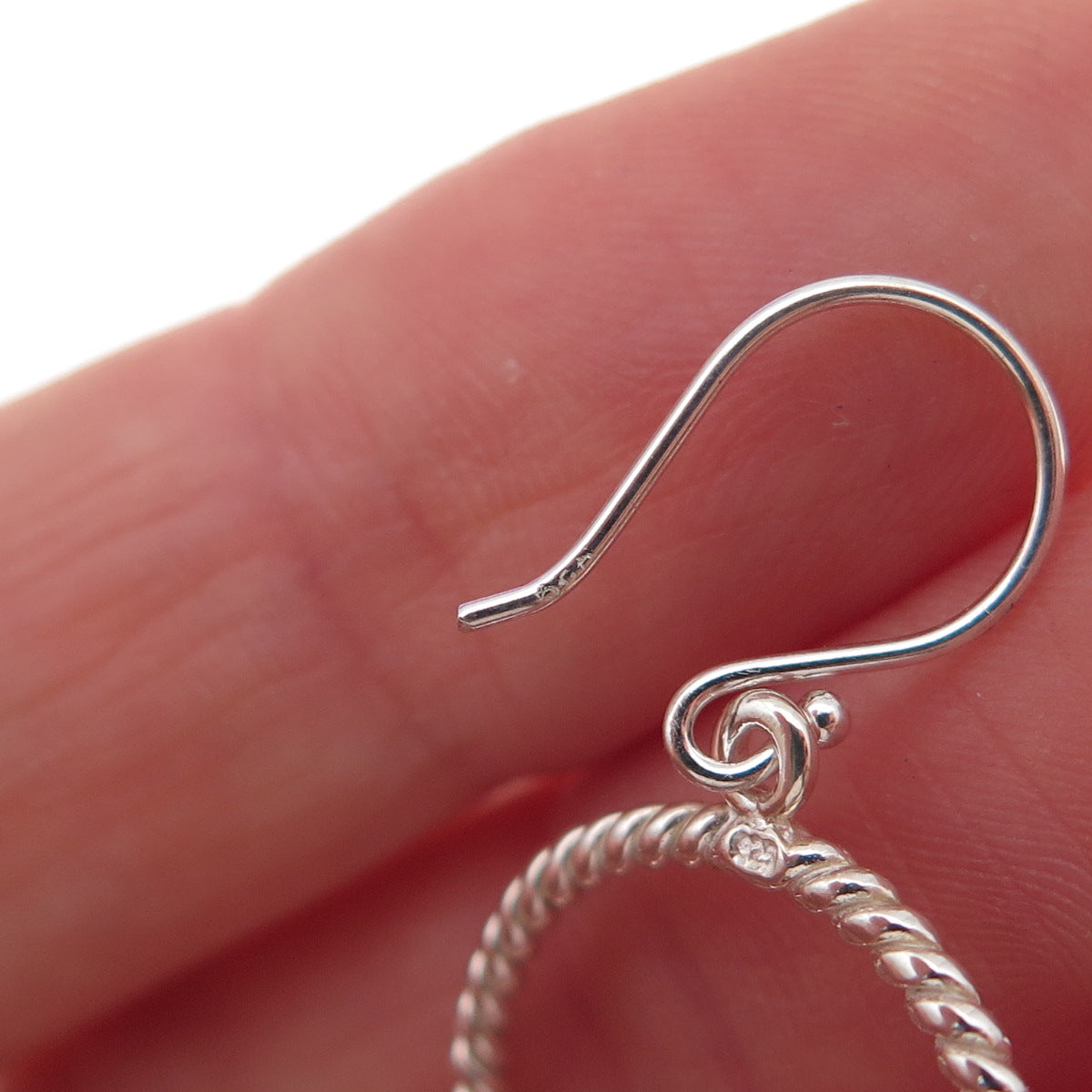 925 Sterling Silver Twisted Circle Dangle Earrings