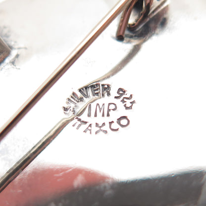 925 Sterling Silver Vintage Mexico Shield Oxidized Pin Brooch / Pendant