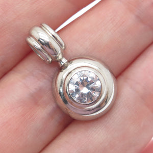 MILOR 925 Sterling Silver Italy Round-Cut Shaped C Z Minimalist Pendant