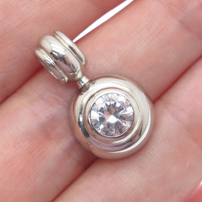 MILOR 925 Sterling Silver Italy Round-Cut Shaped C Z Minimalist Pendant