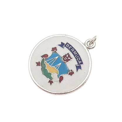 Breadner Co. 925 Sterling Silver Vintage Enamel Bermuda Coat of Arms Pendant