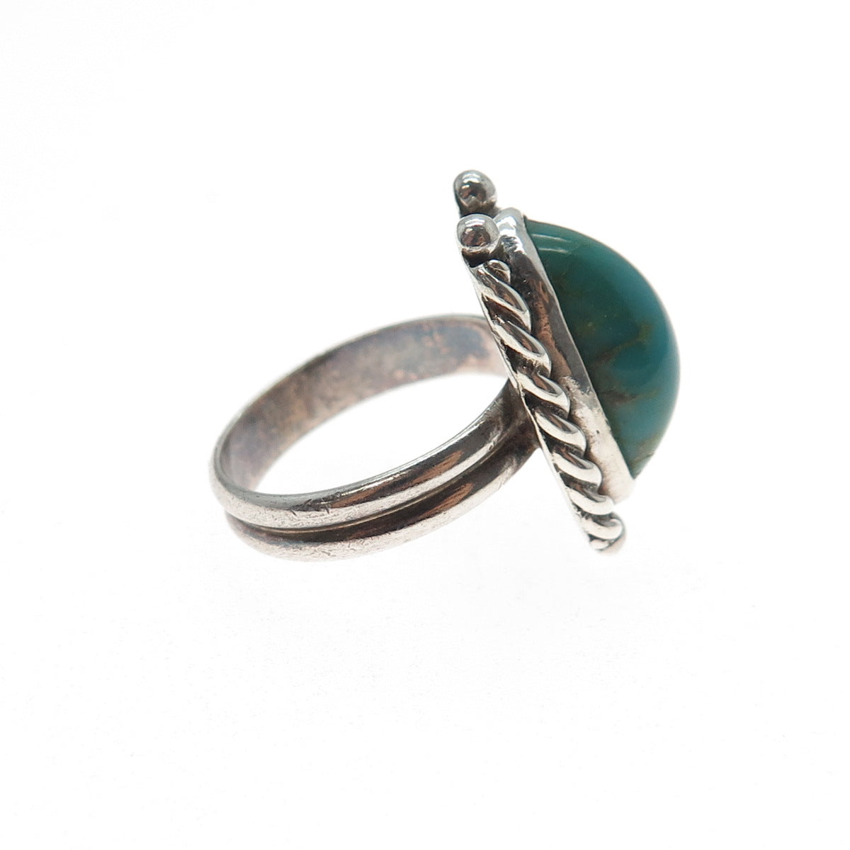 Old Pawn 925 Sterling Silver Vintage PG Navajo Kingman Turquoise Ring Size 5.25