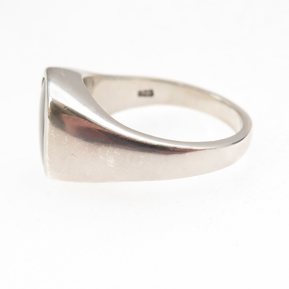 925 Sterling Silver Vintage Real Black Onyx Signet Ring Size 11.25