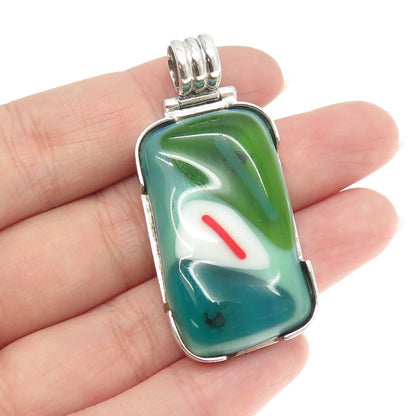 950 Silver Vintage Murano Glass Modernist Pendant
