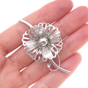 Forstner 925 Sterling Silver Antique Art Deco Flower Pin Brooch
