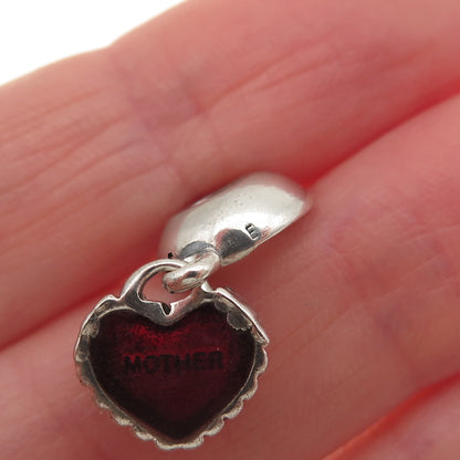 PANDORA Sterling Silver Enamel You & Me Piece of My Heart Mother Dangle Charm