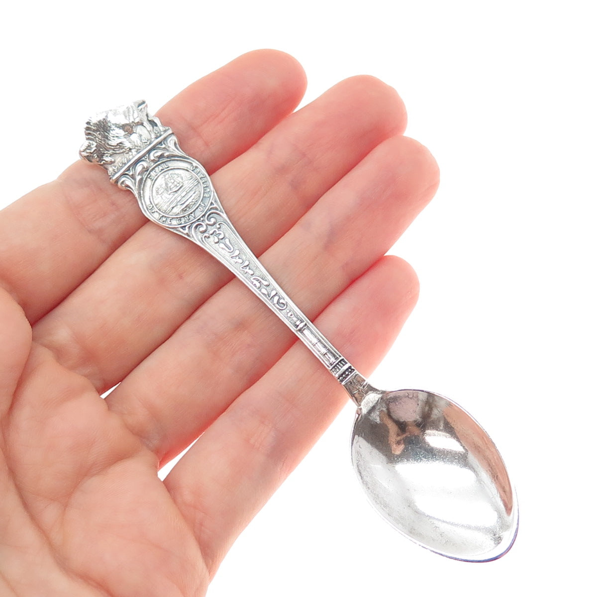 925 Sterling Silver Antique Art Deco Seal of Buffalo States Cities Coffee Spoon