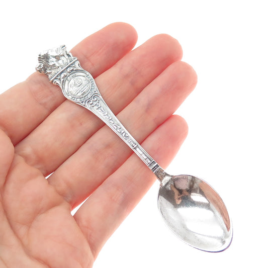 925 Sterling Silver Antique Art Deco Seal of Buffalo States Cities Coffee Spoon
