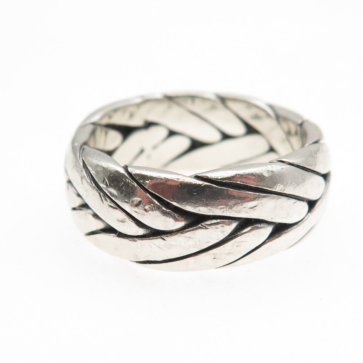 Anya 925 Sterling Silver Vintage Woven Oxidized Band Ring Size 10.75