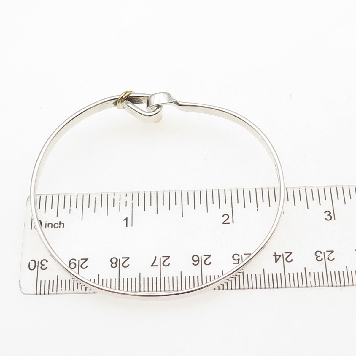 TIFFANY & CO. 925 Sterling Silver 18K Gold Vintage Hook Bangle Bracelet 6.25"