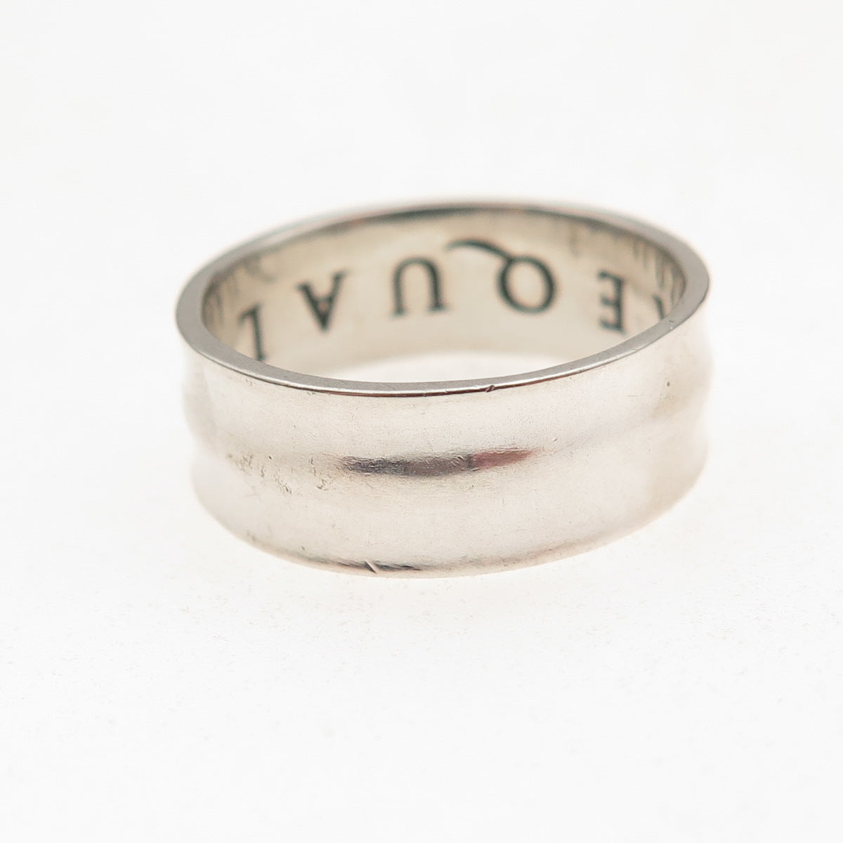 Laurel Elliot 925 Sterling Silver Vintage Aequalitas Band Ring Size 7.75