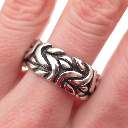 925 Sterling Silver Vintage Byzantine Oxidized Band Ring Size 11.75