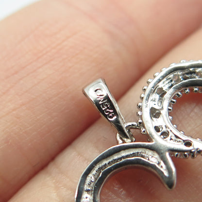 925 Sterling Silver Real Round-Cut White Diamond Open Heart Pendant