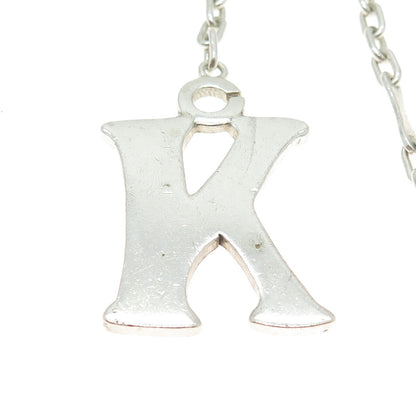 925 Sterling Silver Vintage Letter "K" Initial Key Fob Chain