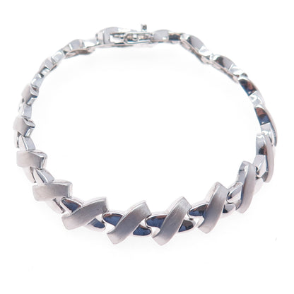 925 Sterling Silver X Shape Link Bracelet 6.5"