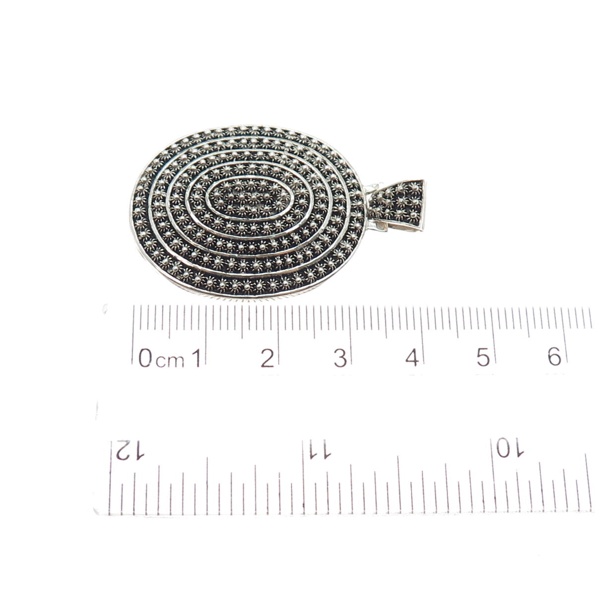 835 Silver Vintage Portugal Cannetille Oxidized Pendant