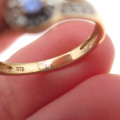 Chuck Clemency Sterling Silver Gold Plated Real Tanzanite & Topaz Ring Size 8.25
