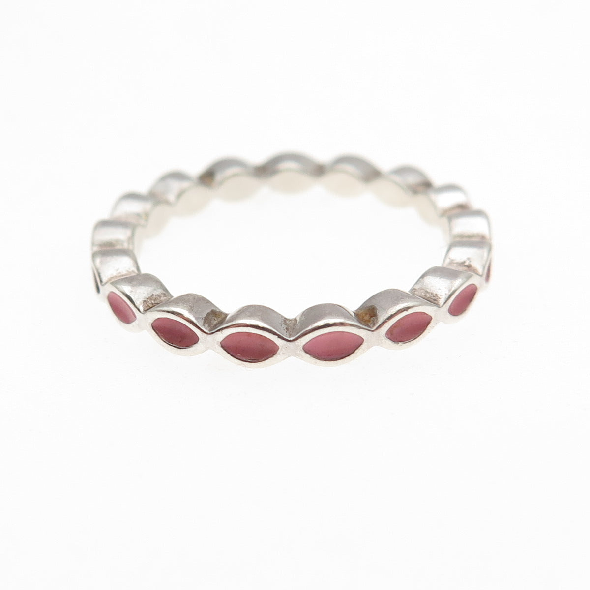 Pandora 925 Sterling Silver Enamel Stackable Band Ring Size 7.5