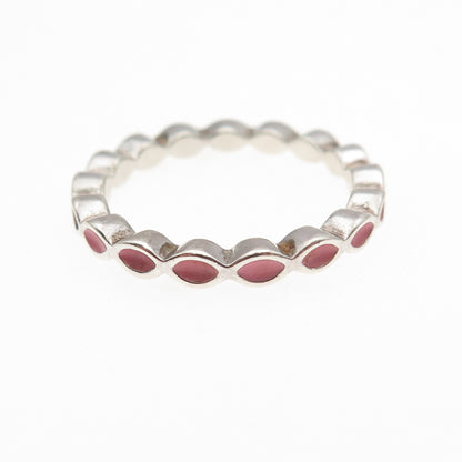 Pandora 925 Sterling Silver Enamel Stackable Band Ring Size 7.5