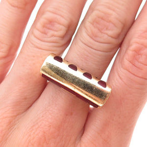 Flli Menegatti 925 Sterling Silver Gold Plated Vintage Italy Enamel Ring Size 8