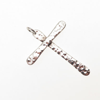 925 Sterling Silver Vintage HOB Mexico Cross Hammered Charm Pendant