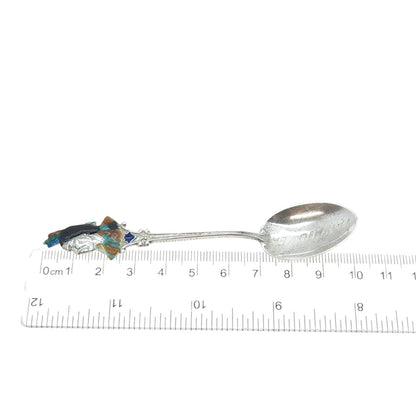 C LAMOND FILS Sterling Antique Enamel Vancouver Canada Indian Chief Coffee Spoon