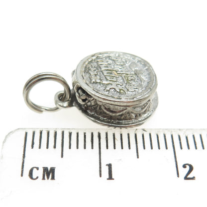 925 Sterling Silver Vintage "Happy Birthday" Cake Locket Charm Pendant