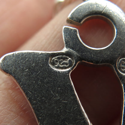 925 Sterling Silver Vintage Letter "K" Initial Key Fob Chain