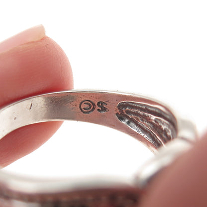 Shube 925 Sterling Silver Vintage Real Lapis Oxidized Ring Size 8.25