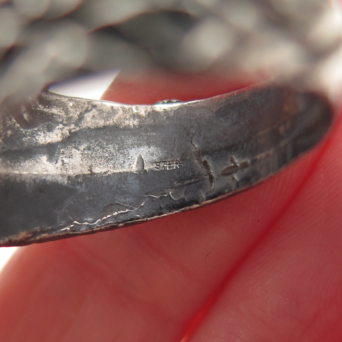 925 Sterling Silver Vintage Real Laguna Lace Agate Oxidized Ring Size 9.75