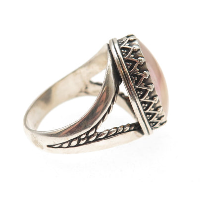 Carolyn Pollack 925 Sterling Silver Vintage Real MOP Crown Oxidized Ring Size 10