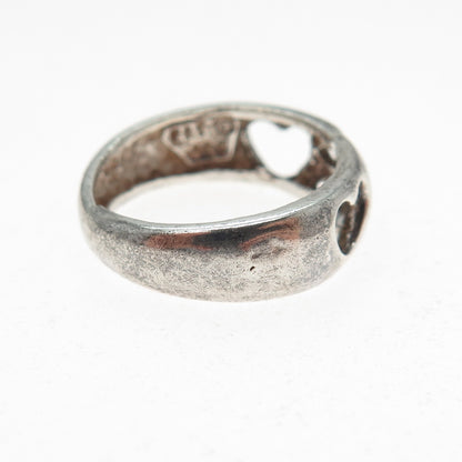 925 Sterling Silver Vintage EFS Mexico Child & Heart Oxidized Ring Size 6.25