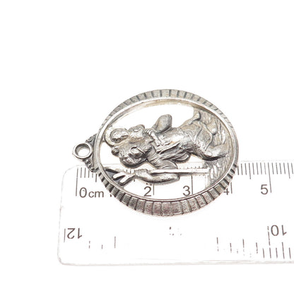 Creed 925 Sterling Silver Antique Art Deco St. Christopher Oxidized Pendant