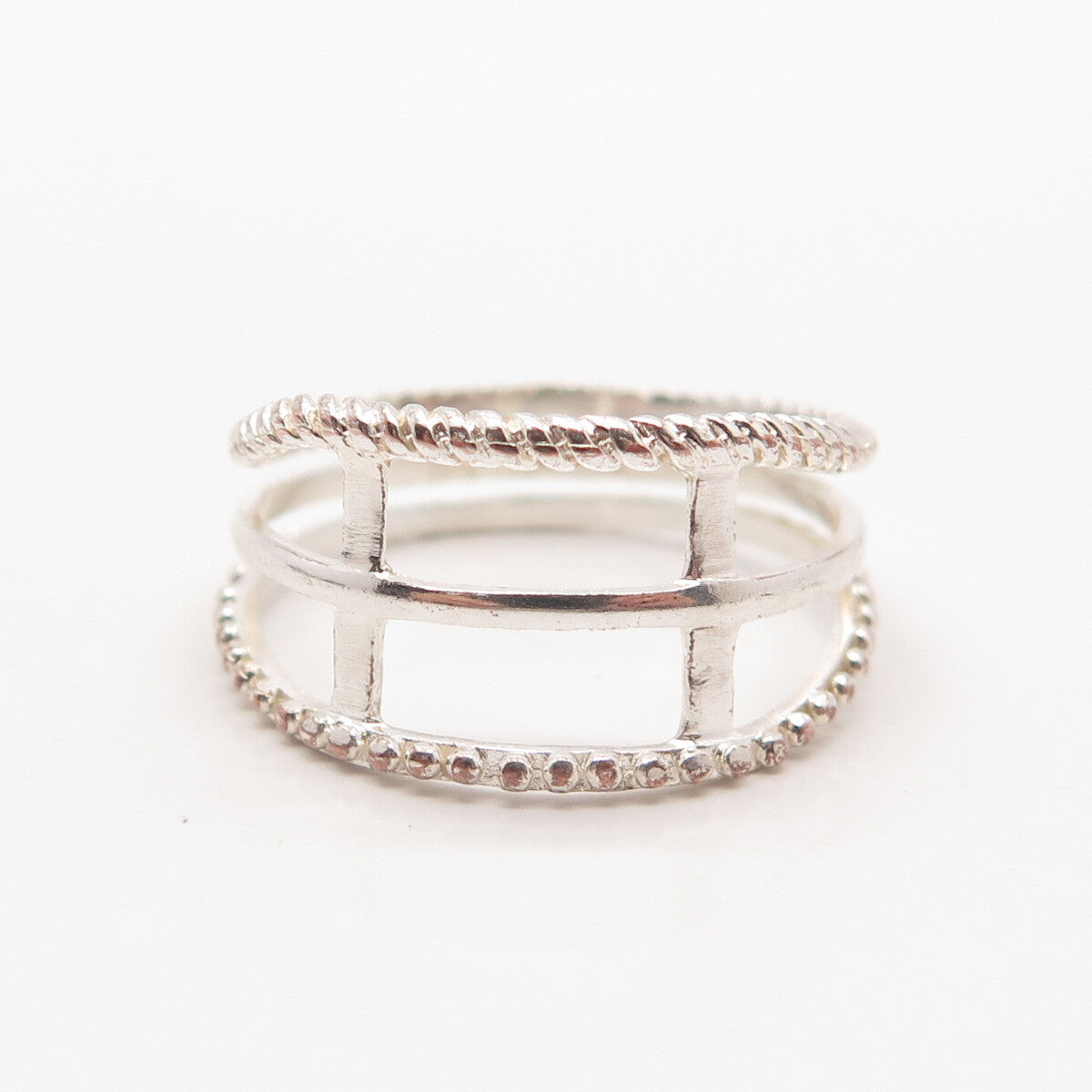 925 Sterling Silver Marsala Modernist Ring Size 8.75