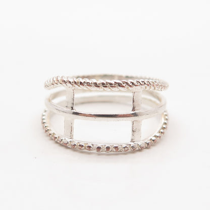 925 Sterling Silver Marsala Modernist Ring Size 8.75