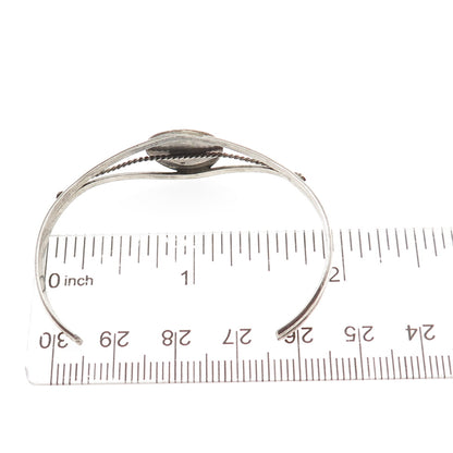 Old Pawn 925 Sterling Silver Vintage Turquoise Bear Paw Adjustable Bracelet 5"